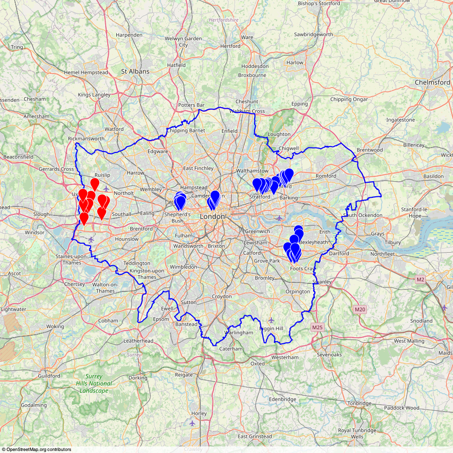 A map of mewses walked to so far