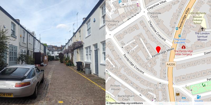A picture and map of the mews