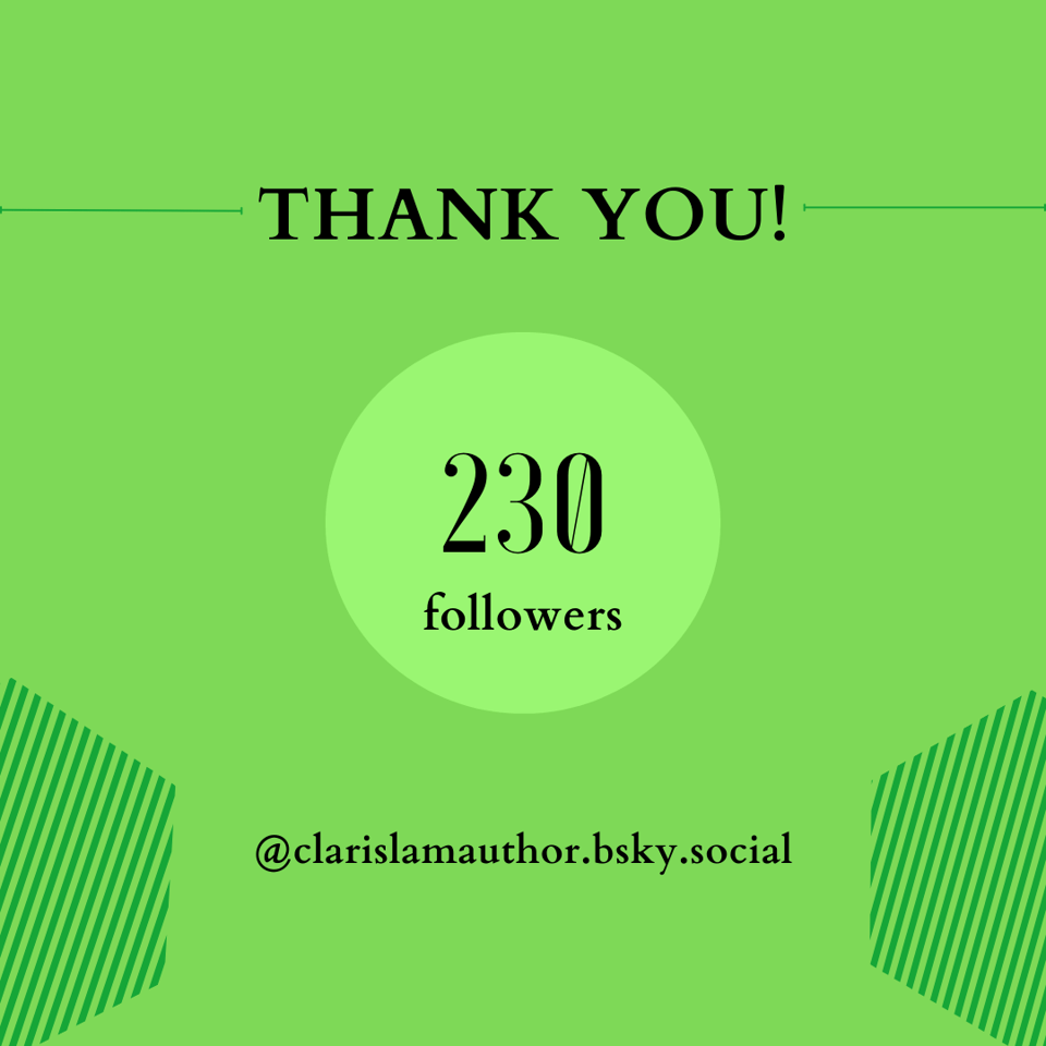Image thanking readers for 230 followers on Bluesky.