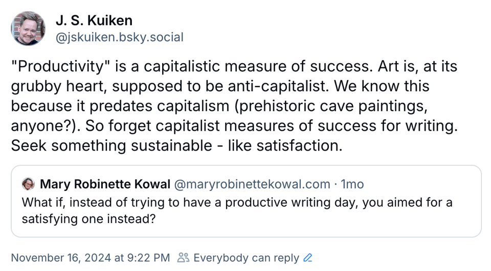 A screencap of a reskeet from BlueSky, which is explained in the newsletter.