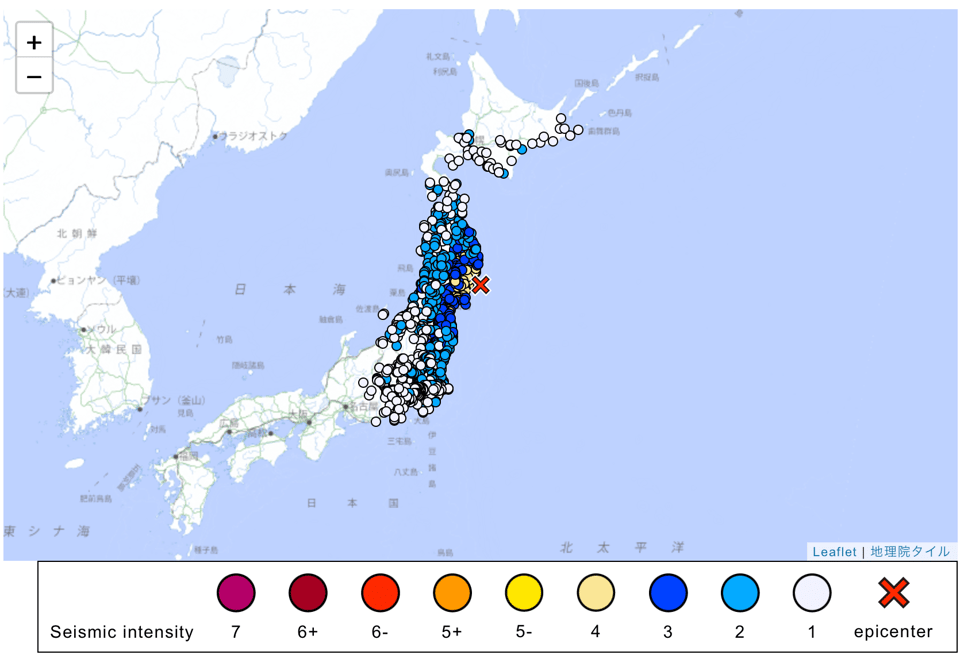 screenshot of May 15, 2026 earthquake off the coast of Japan