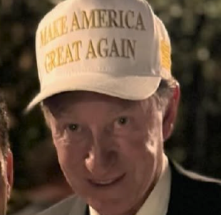 Wayne Gretzky showing off his gold-embossed MAGA hat at Mar-a-Lago