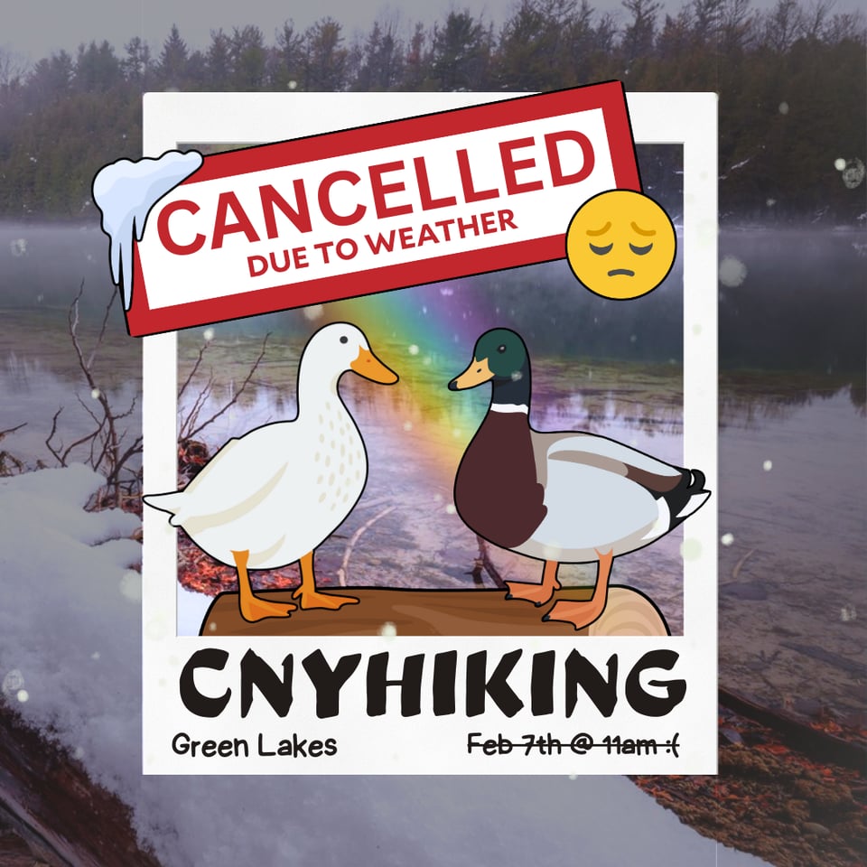 CNY Hiking Hike at Green Lakes State Park Cancelled