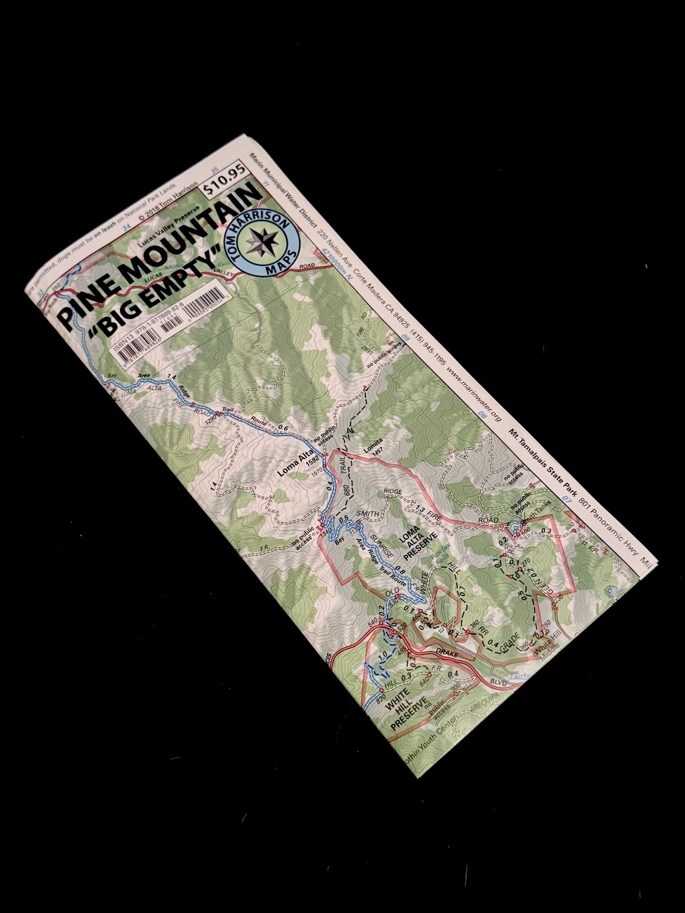 Hiking/Topographic map of an area of Marin county, titled '"Big Empty"