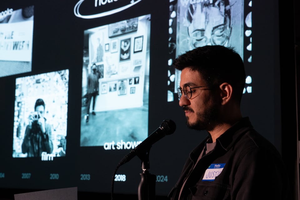 Justin presenting at In the Making.