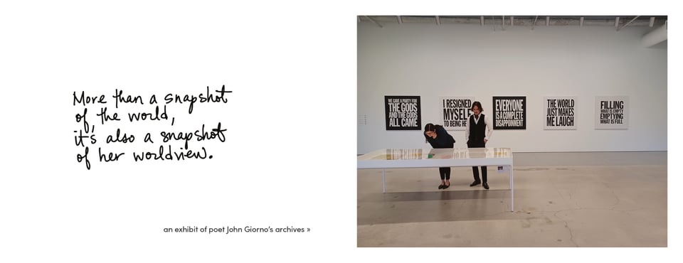 "More than a snapshot of the world, it's also a snapshot of her worldview."