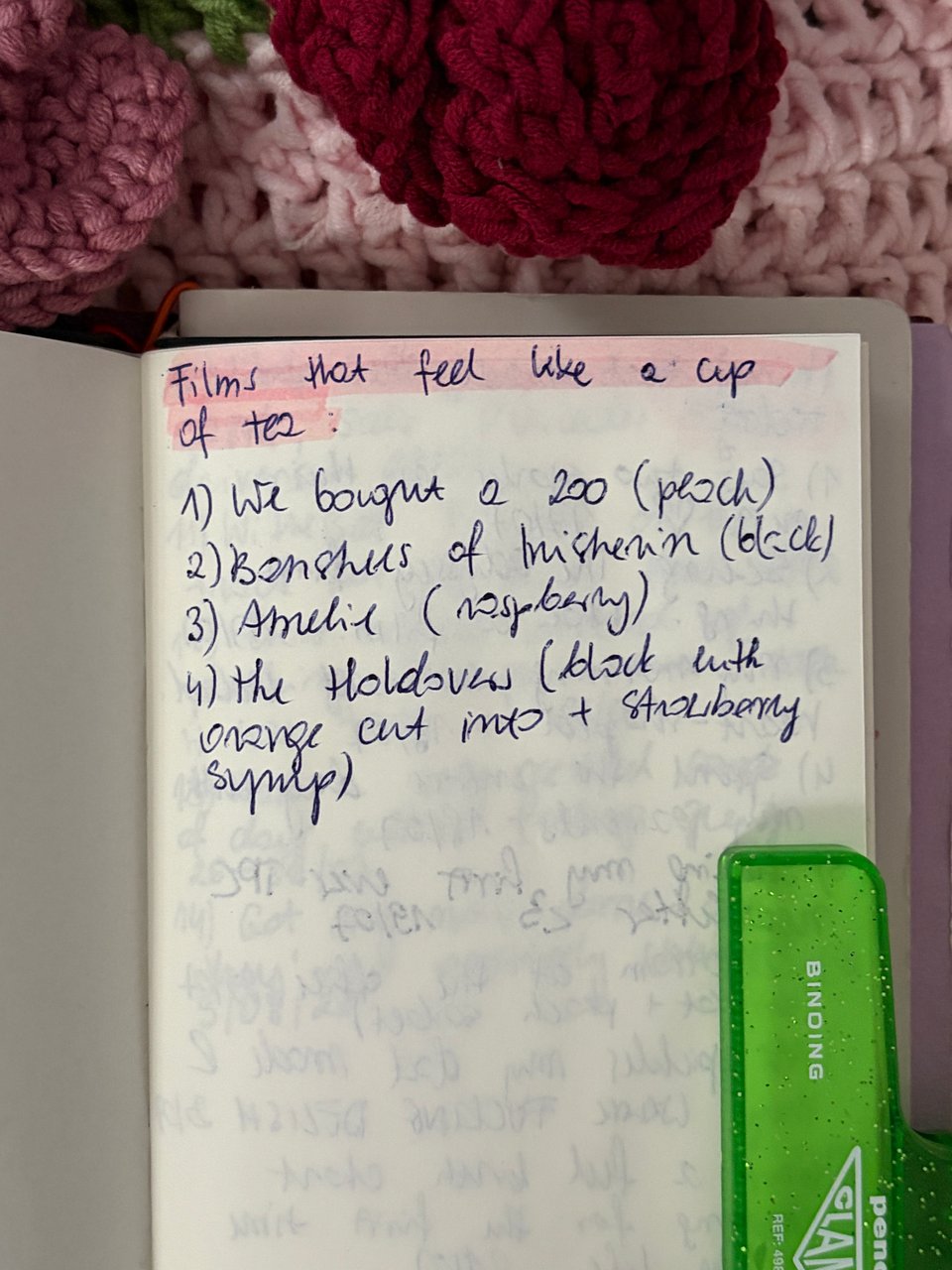 Picture of a page from a notebook with handwritten note on it