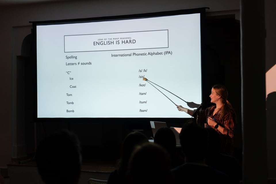 Kayleigh presenting.