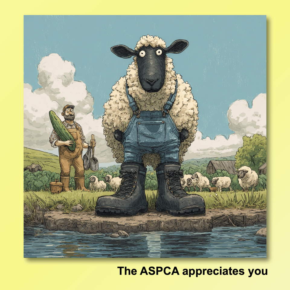the sheep, the farmer, the cucumber and the ASPCA