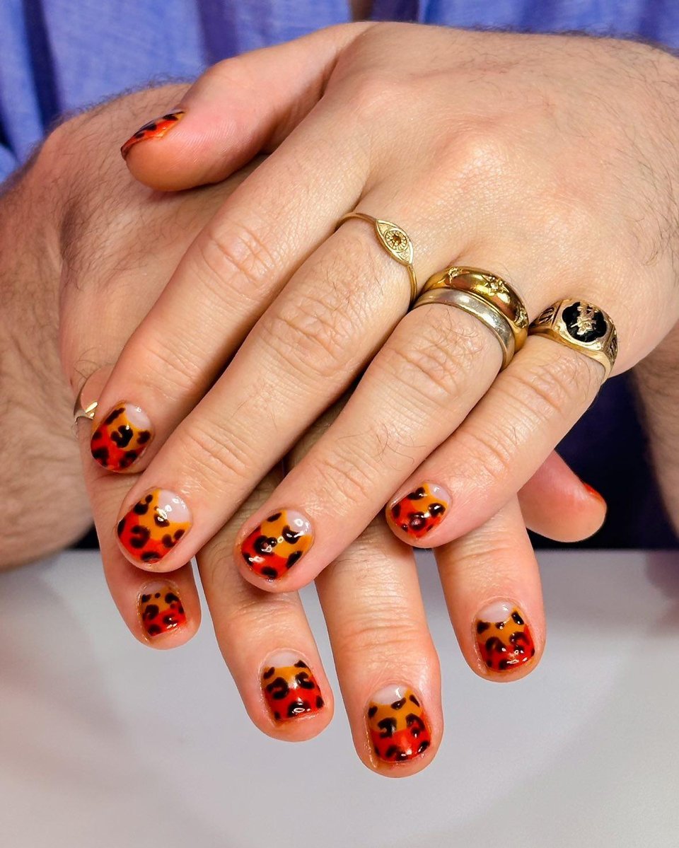 A leopard print manicure