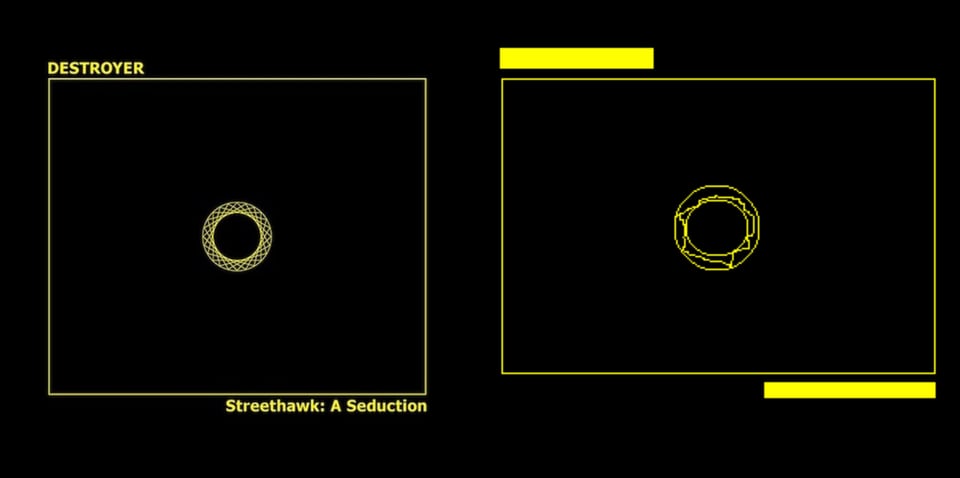 The cover is completely black, save for a large gold-yellow outline of a square, and the outline of two gold-yellow circles in the middle, with the smaller circle within the larger. In the space between the two circles are lines drawn from the edge of the larger circle to the edge of the smaller circle -- these lines form squares if you trace them.