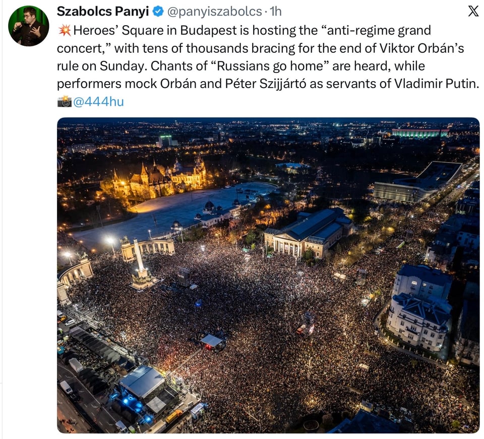 Come Sunday, Orban will be out. It is all over but the crying in the White House and in the Kremlin.