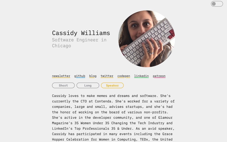 The home page in light mode