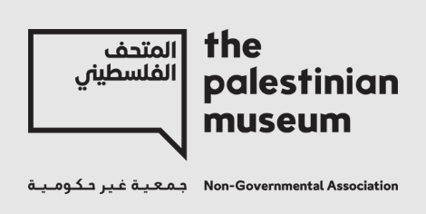 The museum's logo, with writing in Arabic and the words 'the palestinian museum' and 'Non-Governmental Association'
