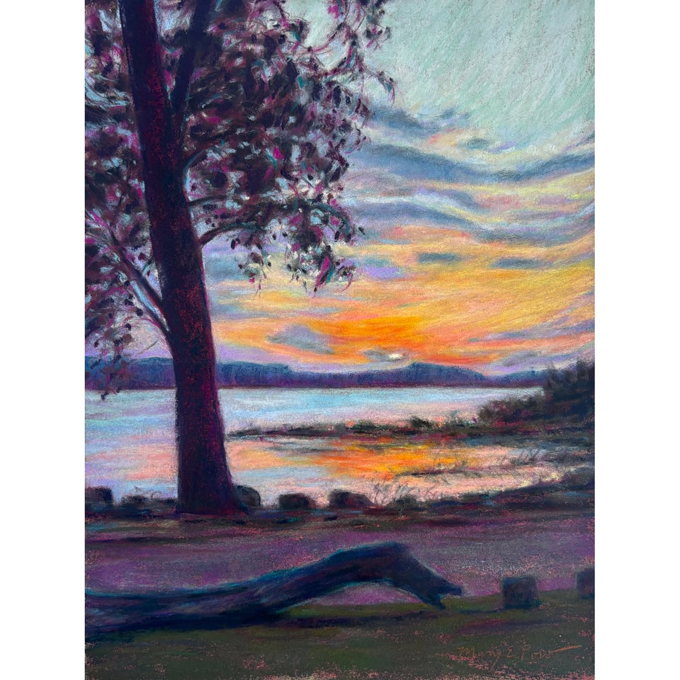 pastel painting of the park along Lake Pepin in Stockholm, Wisconsin