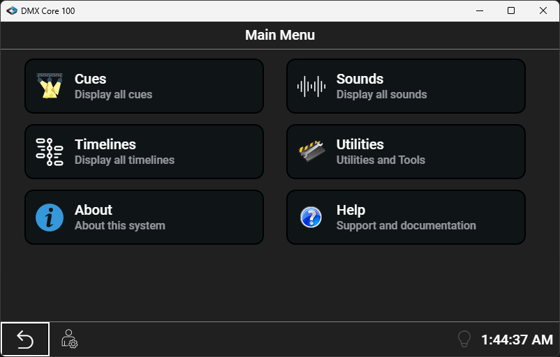 Main Menu on Windows