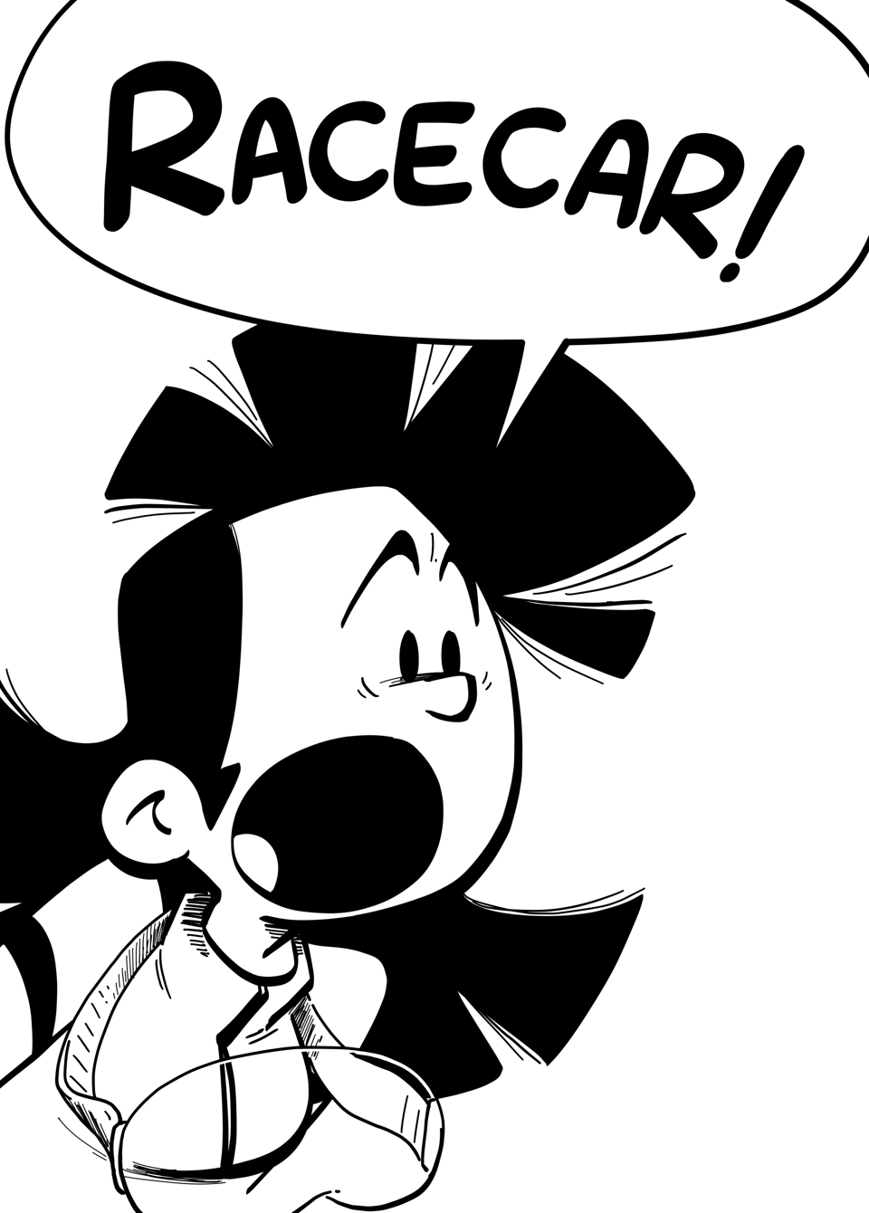 Worldracers Italy Pg 9, Fullpage spread, close up of Tess shouting. "RACECAR!"