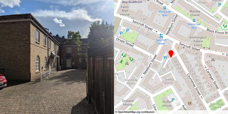 A picture and map of the mews