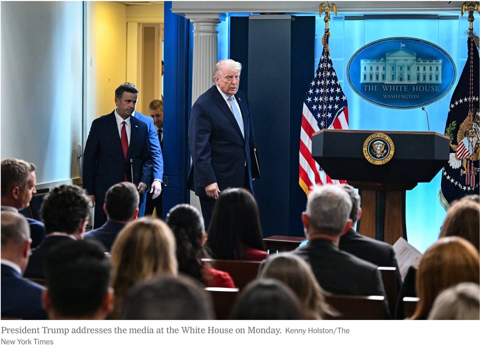 President Trump addresses the media at the White House on Monday
