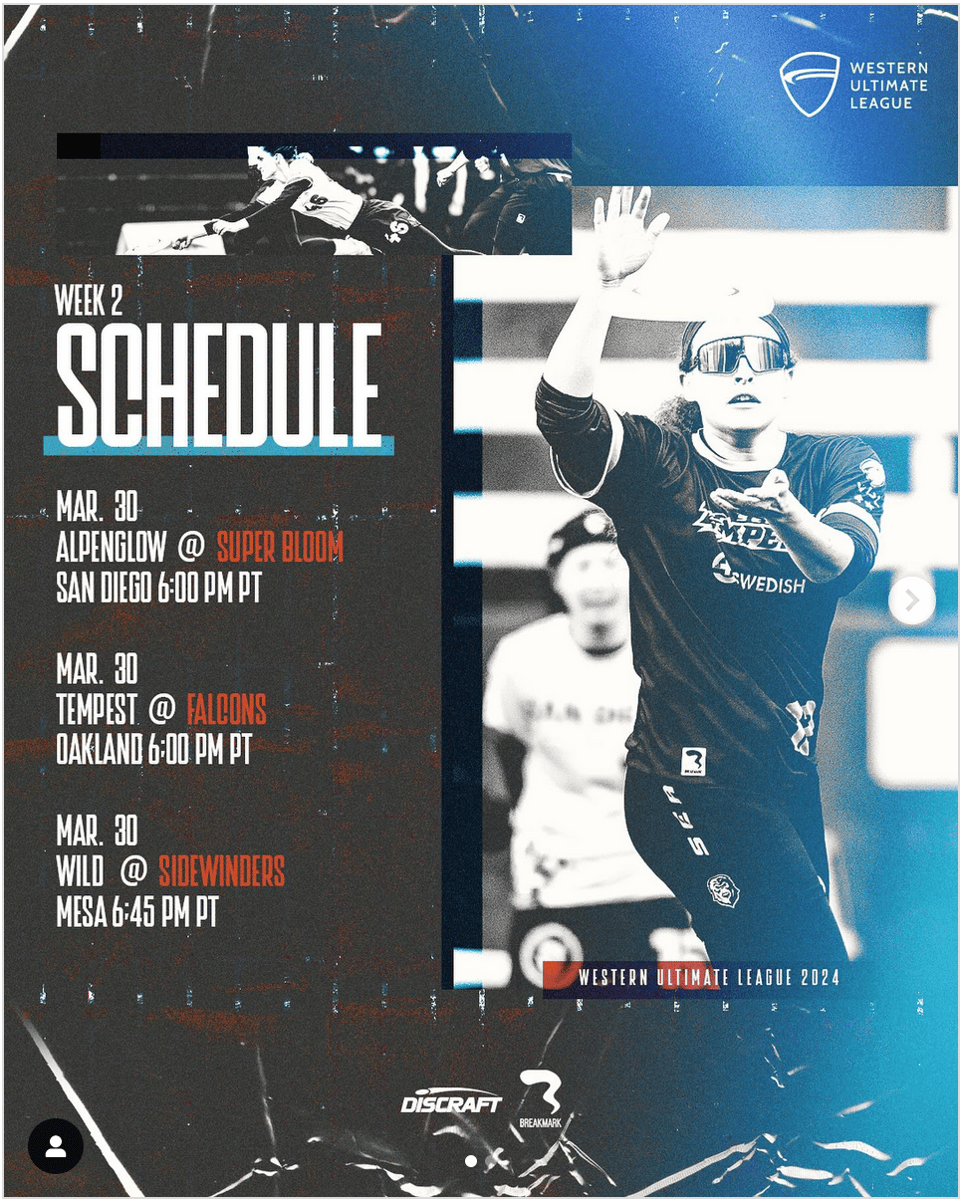 Week 2 schedule, click the link for more info