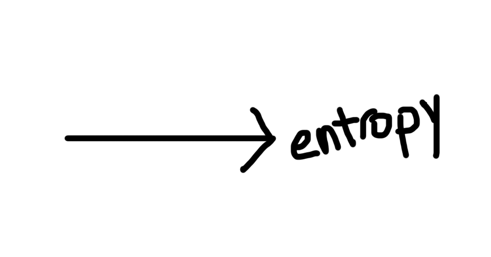 a hand-drawn arrow pointing from left to right at entropy (albeit using a trackpad and photoshop!)