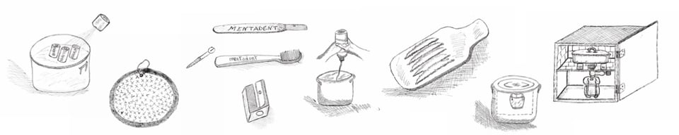 Some of the inventions prisoners made to cook their meals, by Mario Trudu and taken from the book