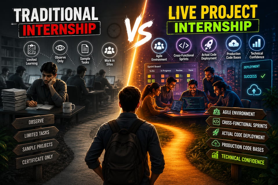 Live Project Internship vs Traditional Internship: Which One Helps You Get Hired Faster?