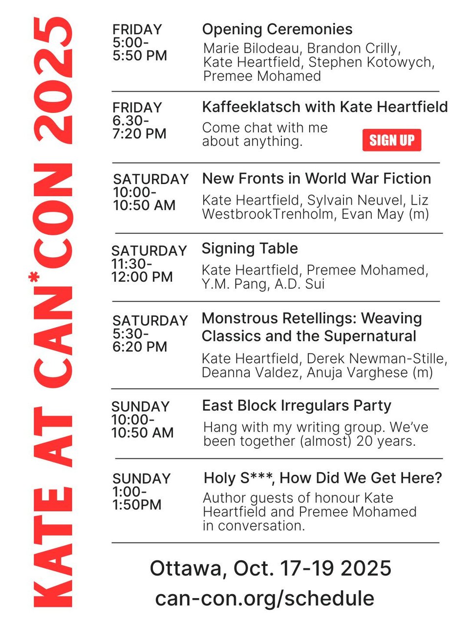 Edit Profile Kate Heartfield @kateheartfield.com 6.4K followers 2.4K following 1.9K posts I write weird novels about weird history, plus games and stories. I used to be a journalist (occasionally I still am, but I used to, too.) I also teach. From Manitoba, now in Ottawa. She/her. Trans rights or gtfo 🏳️🌈 kateheartfield.com 1 label has been placed on this account Pinned Kate Heartfield @kateheartfield.com · 4mo she/her New pinned thread! I'm a writer in Ottawa, Canada. I write historical fantasy novels (see next posts), and other things. I used to be a newspaper journalist. My newsletter, which comes out every second Friday: buttondown.com/heartfield My website: www.kateheartfield.com My typical cat situation: Kate's laptop, on Kate's lap, with a black cat snuggled alongside. ALT 3 5 Kate Heartfield @kateheartfield.com · 1h she/her Every time I add someone to this starter pack, I double check the list afterward to make sure the edit took. Nonetheless, several accounts have just vanished from it after that (at least one has vanished twice!) Annoying. I don't know if this is a known bug or I've been cursed, but FYI. Kate Heartfield @kateheartfield.com · 3d she/her Speaking of @canconsffh.bsky.social , last year's starter pack for panelists, vendors and volunteeers was popular, so I made a new one for this year. Please tell me if you're on programming or helping out with Can*Con this year and would like to be added, or if you'd like to be removed. Can*Con 2025 Panelists, Vendors, Volunteers Starter pack by you A place to find that person you just heard on a panel. If you're a panelist, vendor or volunteer at Can*Con in Ottawa in 2025, please tell me if you'd like to be added. It's opt-in, but if you've somehow been added and don't want to be, please let me (Kate) know and I'll remove you. 1 Kate Heartfield @kateheartfield.com · 1h she/her Share your favourite black and white movie. (Writing the alt text for this made me realize how much watching this movie over and over as a kid turned me bisexual) Stephen Kotowych 🇨🇦 @ourmankoto.bsky.social · 2h Share your favorite black and white movie 1 2 Reposted by you Brendel @brendelbored.bsky.social · 3h This is something that probably hurts user growth but is unambiguously good about the day to day use of this website. There’s so many grifter accounts with a shit ton of followers that I forget exist bc I don’t repost them and the people I follow don’t repost them, you can actually curate your feed Joshua Erlich @joshuaerlich.bsky.social · 14h it’s really wild. there’s a whole ecosystem of the bad accounts at the top that you can be entirely unaware of even if you use this app all the time. 11 33 Kate Heartfield @kateheartfield.com · 3h she/her 👀 TriCon @tricon-hfx.bsky.social · 3h Introducing TriCon! ✨May 15-17, 2026 in Kjipuktuk | #Halifax. Celebrating spec fic, we couldn't be prouder to have @amalelmohtar.com @englelaird.bsky.social and @kurestinarmada.bsky.social joining us as our Guests of Honour. Earlybird tickets available now! 🎟️ www.eventbrite.com/e/tricon-the... Blue graphic stating that Earlybird Tickets for TriCon: The Trident Conference for Soeculative Fiction are on sale now. Lower right corner says Kjipuktuk | Halifax, May 15-17 2026 ALT Reposted by you Anil Dash @anildash.com · 11h he/him Honestly, he got it. This is an impossibly hard thing to get right. I can quibble about some parts, and it’s impossible to do normie content that’s also sufficient for the moment, but he did as good a job as is possible. Especially glad he rightfully called out the threat to journalists. Angus Johnston @angus.bsky.social · 11h The first half of tonight's Jimmy Kimmel is up on YouTube, and what I've watched so far is good stuff. Jimmy Kimmel is Back! YouTube video by Jimmy Kimmel Live www.youtube.com 30 251 Kate Heartfield @kateheartfield.com · 21h she/her Whooooo this will be our second in-conversation conversation in two days, so now you can see why I was soliciting topics! Anyway you should come to this launch if you'll be in Ottawa Oct. 20. Premee's novella series is astonishing and will get under your skin like some kind of mind-altering fungus. Premee Mohamed @premeemohamed.com · 21h she/her There is ALSO! And SUPPLEMENTARILY! A book launch for THE FIRST THOUSAND TREES (out Sep 30) with the brilliant @kateheartfield.com the Monday after! So if you are staying an extra day, you could come to it! :) perfectbooks.ca/events Book launch! With Kate Heartfield! Oct 20 7 pm Perfect Books, 258A Elgin Street, Ottawa, ON This seems to be referring to Kate as Katie, I will get them to fix that, wtf ALT 1 8 Kate Heartfield @kateheartfield.com · 21h she/her About 1,250 men sent into a camp full of cages, now with no known whereabouts. Some combination of (a) illegally and secretly sent god knows where; (b) dead at the hands of the state; (c) currently unable to communicate and unfindable thanks to deliberately incompetent recordkeeping. Horrific. Hundreds of Alligator Alcatraz detainees drop off the grid after leaving site As of the end of August, the whereabouts of two-thirds of more than 1,800 men detained at Alligator Alcatraz during the month of July could not be determined by the Miami Herald. www.miamiherald.com 33 Kate Heartfield @kateheartfield.com · 22h she/her I still can't say I entirely understand why even paid software is now littered with desperate spam tactics to get someone, anyone, to click on an AI assistant button, but I feel like the answer is in here somehow anthony restaino @anthonycr.bsky.social · 2d I think this covers it? my brain is well and truly cooked 3 3 Kate Heartfield @kateheartfield.com · 1d she/her I love the Green Bone saga so very much. One of my favourite fantasy series ever. Jump on this: Fonda Lee @fondalee.bsky.social · 1d Going to sign more books today! You asked, so @brooklinebooksmith.bsky.social has ordered in more copies of the reissued Green Bone Saga paperbacks with the badness new covers. Order your copy here: brooklinebooksmith.com/collections/... 2 Kate Heartfield @kateheartfield.com · 1d she/her Today I saw a draft cover for MERCUTIO 👀 and am sending the page proofs back to ny editor, so it's on its way to becoming a book. About 8 months to UK publication. 4 Kate Heartfield @kateheartfield.com · 1d she/her Man these increasingly astigmatic eyes just do not spot the difference between N and M on a small screen. 1 Kate Heartfield @kateheartfield.com · 1d she/her I had a bunch. I realized recently that reading Ballet Shoes, The Dark Is Rising and The Railway Children until they fell apart probably gave me a false expectation that a mysterious old gentleman would take me under his protection; The Magician's Nephew gave me some reason to be wary if he did. Ali Trotta @alwayscoffee.bsky.social · 1d What was your childhood emotional support book that you read over and over again? Mine: Island of the Blue Dolphins. I can’t tell you how many times I SOBBED through parts of that book. 5 Kate Heartfield @kateheartfield.com · 1d she/her I know the advice to stop a writing session in the middle of a sentence works for many people, and I am happy for you if it works for you, but invariably I stare at it and think "wow, no clue where *that* was going" and I have to delete stuff. Remembering what I was thinking yesterday: not my forte! 6 1 Kate Heartfield @kateheartfield.com · 1d she/her What *does* help me is making a few notes about what I want to write next, like the beats of a conversation etc. 6 Kate Heartfield @kateheartfield.com · 1d she/her Simultaneously there actually is an evil master plan - today's bullshit serves a bunch of ends: misogyny, patriarchy, eugenics, ableism, classism, erosion of science - and the mouthpieces are dullards with no thoughts in their heads whatsoever, just casual violence. Extremely irritating dystopia. 15 Reposted by you C. J. Lavigne @cjlavigne.com · 1d REMINDER: we're launching my new novella, The Drowned Man's Daughter, online this Wednesday, Sept. 24 at 7pm MDT / 9pm Eastern! Come for the illustrious @premeemohamed.com ! I also hear that a wild @jennabutler.bsky.social may appear? UNMISSABLE. Register for free: www.eventbrite.com/e/the-drowne... The Drowned Man's Daughter digital book launch You are invited to the digital book launch of award-winning writer C.J. Lavigne’s brand new book The Drowned Man’s Daughter! www.eventbrite.com 1 22 Reposted by you Bogi Takács / SONG OF SPORES coming Nov 2025! @bogiperson.bsky.social · 2d 📚 Some bookish kickstarters are really struggling right now, here is a list of some that look promising to me 📚 1 26 Kate Heartfield @kateheartfield.com · 1d she/her If there were a drop-down menu for why I block a person in someone else's mentions: - yelling at a poster as if they're the person in the news story they're talking about - patronizing/bossy unsolicited advice - "who cares" - telling someone the things they enjoy are too frivolous in These Times 2 Kate Heartfield @kateheartfield.com · 1d she/her All of this behaviour is really rare now in my own mentions since I switched to default limited interaction, which has made my experience here so much better. For me, anyway. It's a personal thing. Reposted by you Alina Pete @alinapete.bsky.social · 1d they/them Cree lesson time!! Let's examine two words: Soniyaw - money, silver, gold Moniyaw - white people 2 19 Kate Heartfield @kateheartfield.com · 2d she/her Every time this crosses my feed, I think about Bruegel's Procession to Calvary, almost the inverse of this image -- Christ bearing the cross is in the centre, but hard to make out. Instead, the focus is on the people's relationship to ritualized suffering: hypocrisies, cowardice, repression, fear. A vast canvas by Pieter Bruegel painted in 1564. It shows hundreds of people in 16th century dress, going about their business in a series of vignettes, some related to the fact that Christ is carrying the cross to the scene of his execution, which is way up on a hill over to the right. The landscape is dominated by a mill, perched in an unlikely fashion on a tall rocky crag. Christ's mourners are in the foreground but you hardly notice them at first. ALT Raptured Ravin @rvbdrm.com · 2d he/him Bearing your cross is a lot easier with wheels. A man in a suit walks across a stadium floor carrying a large wooden cross on wheels. The stands are full of people, a big screen shows musicians performing, and a banner overhead reads “Building a Legacy, Remembering Charlie Kirk.” Fox News logo is in the corner. ALT 1 1 Reposted by you Kerry C. Byrne @kercoby.bsky.social · 2d Public service announcement: ONTARIO SFF WRITERS PLEASE REMEMBER TO APPLY FOR THE OAC RECOMMENDER GRANT AUGUR IS A RECOMMENDER WE WANT TO RECOMMEND SFF WRITERS GET GRANTS /end 77 Kate Heartfield @kateheartfield.com · 2d she/her I should mention that the kaffeeklatsch signups for Can*Con are here: www.can-con.org/sign-ups (A kaffeeklatsch is a small group chat with a guest, like an informal Q&A. Some conventions call them table talks.) Sign-Ups — Can*Con www.can-con.org Kate Heartfield @kateheartfield.com · 3d she/her My schedule for Can*Con! My first time being guest of honour anywhere, and I have absolutely no chill about it. If you come to my kaffeeklatsch (sign up required) or my signing (no sign up required), I'll have some chapbooks I'm printing up to give away, while they last. Please say hi if you see me. FRIDAY 5 pm Opening ceremonies. Marie Bilodeau, Brandon Crilly, Kate Heartfield, Stephen Kotowych, Premee Mohamed 6:30 Kaffeeklatsch with Kate Heartfield. Come chat with me about anything. Sign up! SATURDAY 10 am New Fronts in World War Fiction. Kate Heartfield, Sylvain Neuvel, Liz WestbrookTrenholm, Evan May (m) 11:30 pm Signing Table. Kate Heartfield, Premee Mohamed, Y.M. Pang, A.D. Sui 5:30 pm Monstrous Retellings: Weaving Classics and the Supernatural. Kate Heartfield, Derek Newman-Stille, Deanna Valdez, Anuja Varghese (m) SUNDAY 10 am East Block Irregulars party Sunday 1 pm: Holy S***, How Did We Get Here? Author guests of honour Kate Heartfield and Premee Mohamed in conversation. Ottawa, Oct. 17-19 2025 can-con.org/schedule ALT 2 Kate Heartfield @kateheartfield.com · 3d she/her I think I've added everyone who asked to be added as of now -- if you asked, and you're not on there, it means I missed a notificiation, so ping me again. Thanks all! Still taking add requests right up to the con, so ask any time. Kate Heartfield @kateheartfield.com · 3d she/her Speaking of @canconsffh.bsky.social , last year's starter pack for panelists, vendors and volunteeers was popular, so I made a new one for this year. Please tell me if you're on programming or helping out with Can*Con this year and would like to be added, or if you'd like to be removed. Can*Con 2025 Panelists, Vendors, Volunteers Starter pack by you A place to find that person you just heard on a panel. If you're a panelist, vendor or volunteer at Can*Con in Ottawa in 2025, please tell me if you'd like to be added. It's opt-in, but if you've somehow been added and don't want to be, please let me (Kate) know and I'll remove you. 1 1 Reposted by you Premee Mohamed @premeemohamed.com · 3d she/her LOOK AT ALL THESE VERY FINE PEOPLE (THEY ARE CANADIAN CONTENT) Kate Heartfield @kateheartfield.com · 3d she/her Speaking of @canconsffh.bsky.social , last year's starter pack for panelists, vendors and volunteeers was popular, so I made a new one for this year. Please tell me if you're on programming or helping out with Can*Con this year and would like to be added, or if you'd like to be removed. Can*Con 2025 Panelists, Vendors, Volunteers Starter pack by you A place to find that person you just heard on a panel. If you're a panelist, vendor or volunteer at Can*Con in Ottawa in 2025, please tell me if you'd like to be added. It's opt-in, but if you've somehow been added and don't want to be, please let me (Kate) know and I'll remove you. 1 11 Reposted by you Jamieson Wolf 🐺 @jamiesonwolf.bsky.social · 3d I am honoured to be on this list and working as the Accessibility Coordinator. Yay! Kate Heartfield @kateheartfield.com · 3d she/her Speaking of @canconsffh.bsky.social , last year's starter pack for panelists, vendors and volunteeers was popular, so I made a new one for this year. Please tell me if you're on programming or helping out with Can*Con this year and would like to be added, or if you'd like to be removed. Can*Con 2025 Panelists, Vendors, Volunteers Starter pack by you A place to find that person you just heard on a panel. If you're a panelist, vendor or volunteer at Can*Con in Ottawa in 2025, please tell me if you'd like to be added. It's opt-in, but if you've somehow been added and don't want to be, please let me (Kate) know and I'll remove you. 2 Reposted by you Craig Shackleton @craigshackleton.com · 3d he/him I will be on two panels at Can*Con and I am super excited about both. The first is about why I (and my fellow panelists) love Murderbot, and the second is about falling back in love with writing! I have a lot to say about both topics. Come watch me blather on! 1 3 Kate Heartfield @kateheartfield.com · 3d she/her Speaking of @canconsffh.bsky.social , last year's starter pack for panelists, vendors and volunteeers was popular, so I made a new one for this year. Please tell me if you're on programming or helping out with Can*Con this year and would like to be added, or if you'd like to be removed. Can*Con 2025 Panelists, Vendors, Volunteers Starter pack by you A place to find that person you just heard on a panel. If you're a panelist, vendor or volunteer at Can*Con in Ottawa in 2025, please tell me if you'd like to be added. It's opt-in, but if you've somehow been added and don't want to be, please let me (Kate) know and I'll remove you. 30 36 Kate Heartfield @kateheartfield.com · 3d she/her My schedule for Can*Con! My first time being guest of honour anywhere, and I have absolutely no chill about it. If you come to my kaffeeklatsch (sign up required) or my signing (no sign up required), I'll have some chapbooks I'm printing up to give away, while they last. Please say hi if you see me. FRIDAY 5 pm Opening ceremonies. Marie Bilodeau, Brandon Crilly, Kate Heartfield, Stephen Kotowych, Premee Mohamed 6:30 Kaffeeklatsch with Kate Heartfield. Come chat with me about anything. Sign up! SATURDAY 10 am New Fronts in World War Fiction. Kate Heartfield, Sylvain Neuvel, Liz WestbrookTrenholm, Evan May (m) 11:30 pm Signing Table. Kate Heartfield, Premee Mohamed, Y.M. Pang, A.D. Sui 5:30 pm Monstrous Retellings: Weaving Classics and the Supernatural. Kate Heartfield, Derek Newman-Stille, Deanna Valdez, Anuja Varghese (m) SUNDAY 10 am East Block Irregulars party Sunday 1 pm: Holy S***, How Did We Get Here? Author guests of honour Kate Heartfield and Premee Mohamed in conversation. Ottawa, Oct. 17-19 2025 can-con.org/schedule ALT 2 7 Kate Heartfield @kateheartfield.com Home Explore Notifications Chat Feeds Lists Saved Profile Settings New Post Search Following Discover Popular With Friends Spec List Blacksky What's History 🗃️ Black Writers Gift Links/Gift Articles More feeds Trending Zelenskyy Capcom Guardians Trump and Epstein Nexstar Protest Eric Adams Feedback • Privacy • Terms • Help FRIDAY 5 pm Opening ceremonies. Marie Bilodeau, Brandon Crilly, Kate Heartfield, Stephen Kotowych, Premee Mohamed 6:30 Kaffeeklatsch with Kate Heartfield. Come chat with me about anything. Sign up! SATURDAY 10 am New Fronts in World War Fiction. Kate Heartfield, Sylvain Neuvel, Liz WestbrookTrenholm, Evan May (m) 11:30 pm Signing Table. Kate Heartfield, Premee Mohamed, Y.M. Pang, A.D. Sui 5:30 pm Monstrous Retellings: Weaving Classics and the Supernatural. Kate Heartfield, Derek Newman-Stille, Deanna Valdez, Anuja Varghese (m) SUNDAY 10 am East Block Irregulars party Sunday 1 pm: Holy S***, How Did We Get Here? Author guests of honour Kate Heartfield and Premee Mohamed in conversation. Ottawa, Oct. 17-19 2025 can-con.org/schedule FRIDAY 5 pm Opening ceremonies. Marie Bilodeau, Brandon Crilly, Kate Heartfield, Stephen Kotowych, Premee Mohamed 6:30 Kaffeeklatsch with Kate Heartfield. Come chat with me about anything. Sign up! SATURDAY 10 am New Fronts in World War Fiction. Kate Heartfield, Sylvain Neuvel, Liz WestbrookTrenholm, Evan May (m) 11:30 pm Signing Table. Kate Heartfield, Premee Mohamed, Y.M. Pang, A.D. Sui 5:30 pm Monstrous Retellings: Weaving Classics and the Supernatural. Kate Heartfield, Derek Newman-Stille, Deanna Valdez, Anuja Varghese (m) SUNDAY 10 am East Block Irregulars party Sunday 1 pm: Holy S***, How Did We Get Here? Author guests of honour Kate Heartfield and Premee Mohamed in conversation. Ottawa, Oct. 17-19 2025 can-con.org/schedule