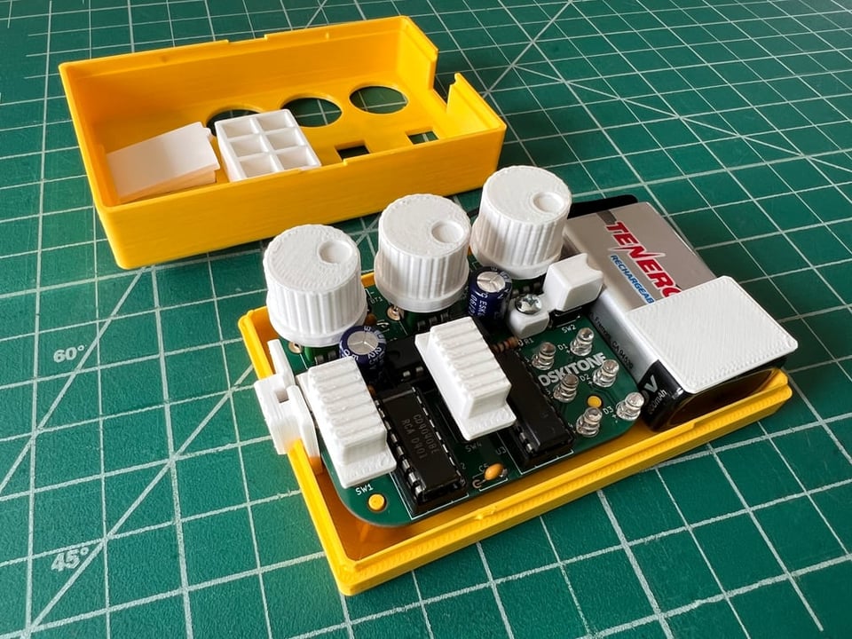 Space Dice with the enclosure opened up