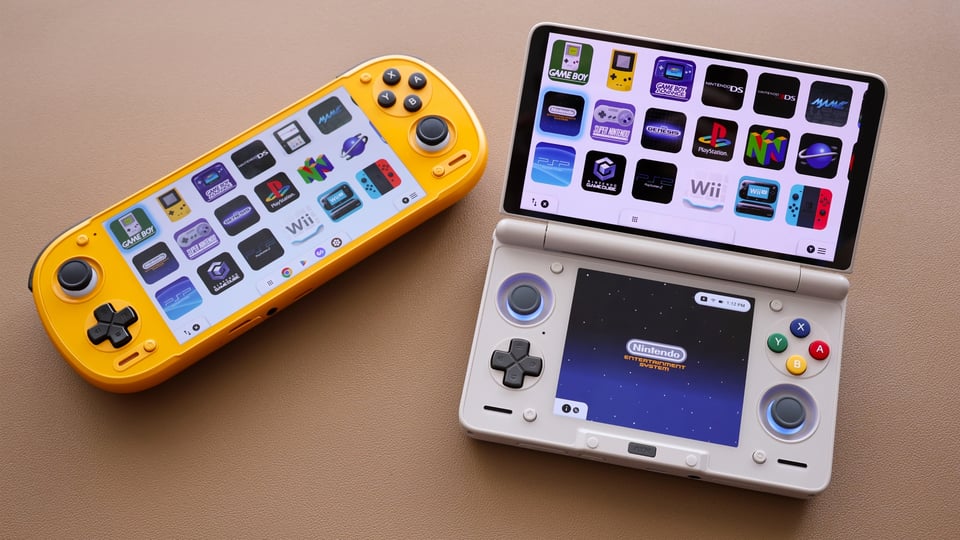 Two handhelds demonstrating the new Cocoon frontend launcher