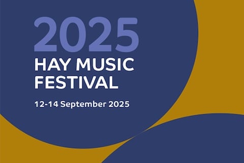 A logo with the text 2025 HAY MUSIC FESTIVAL 12-14 September 2025