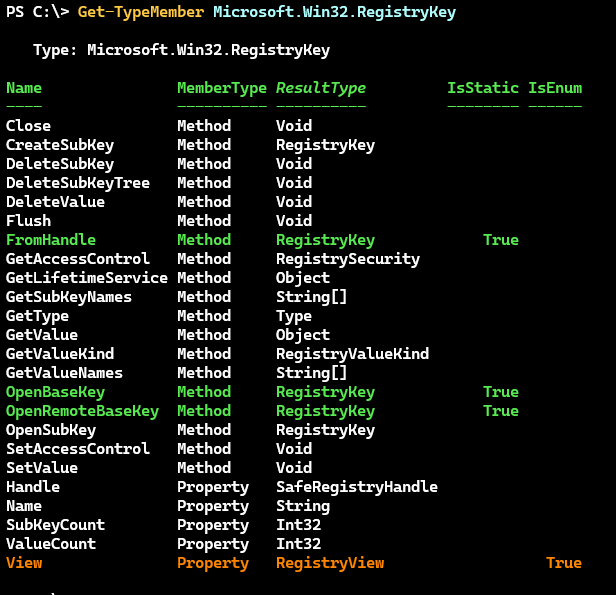 Microsoft.Win32.RegistryKey class