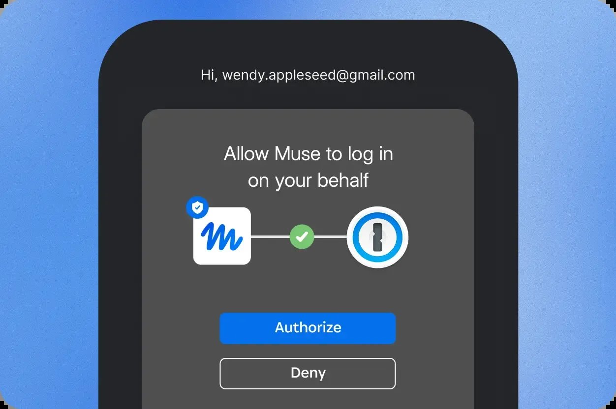 Pantalla de 1Password pidiendo autorizar que un agente de IA inicie sesión en tu nombre