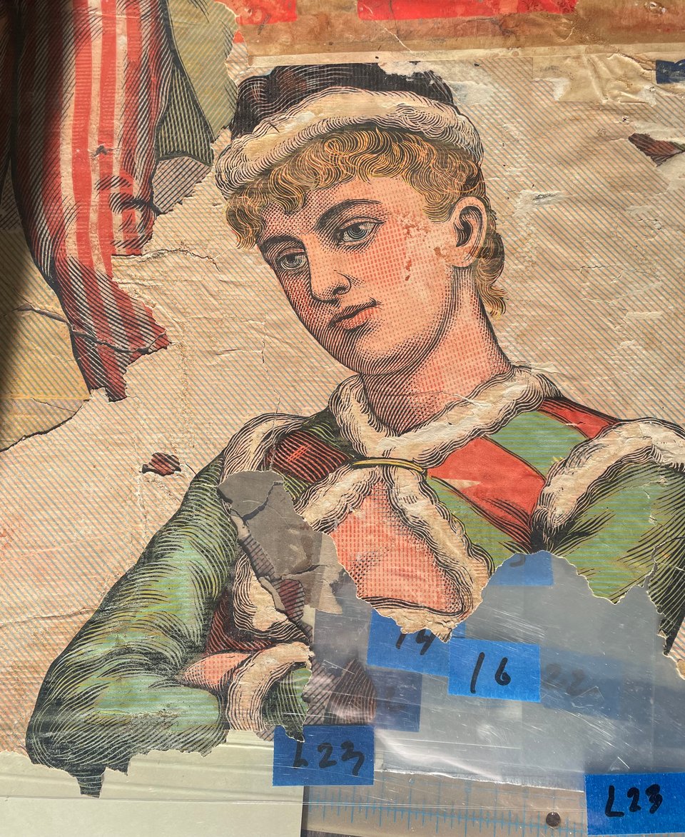 Cross-hatching and delicate color gradients in this portrait of an acrobat performer in the 1890s