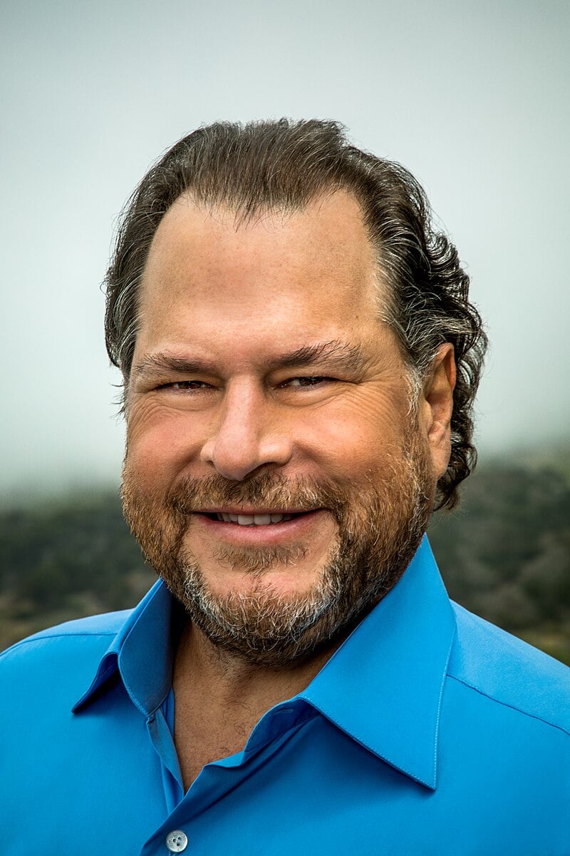 Photo of Marc Benioff in a blue polo shirt. Image via https://www.flickr.com/photos/salesforce/52304269299/