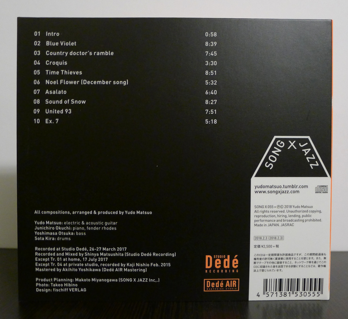 Back cover of CD “Songs in Motion” by Yudo Matsuo Quartet