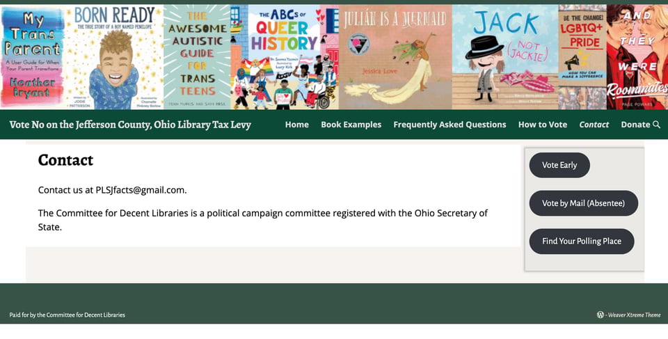 Screen shot of the contact page for https://plsjfacts.com/contact/