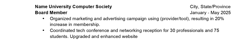 a block of text showing how to include volunteer work in a resume