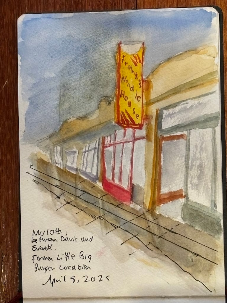 watercolor of Franks noodle house