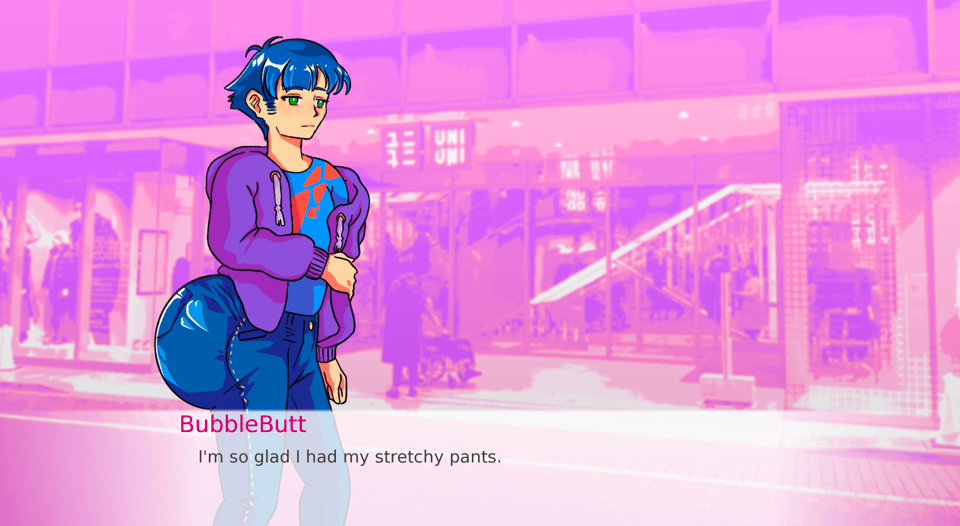 A retro-inspired game about someone with a very big butt.