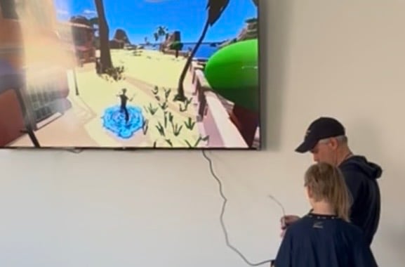 Nate and Leif demoing their 3D RPG game