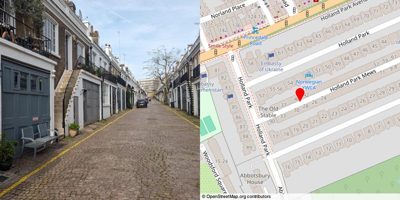A picture and map of the mews