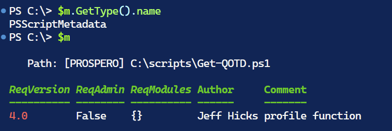 PSMetadata class formatting