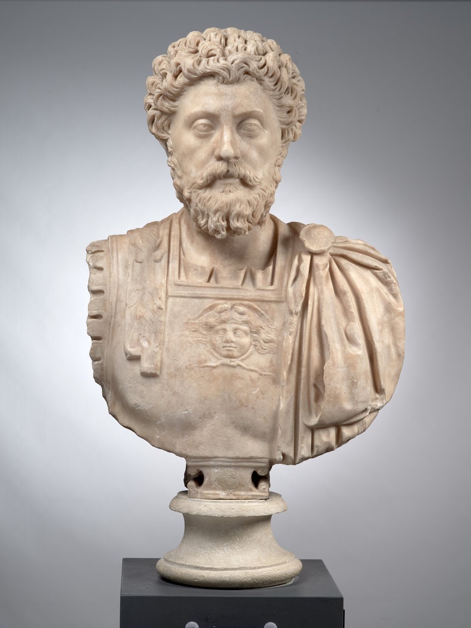 A marble bust of Marcus Aurelius. He looks like a pretty handsome devil.