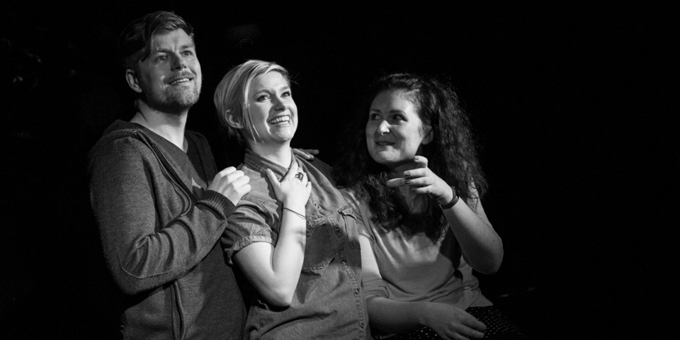Emily, Sally and me perform as part of an improv show.