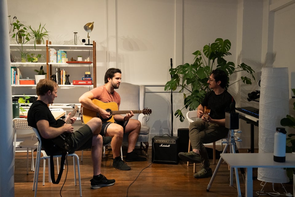 A group of musicians playing music together.