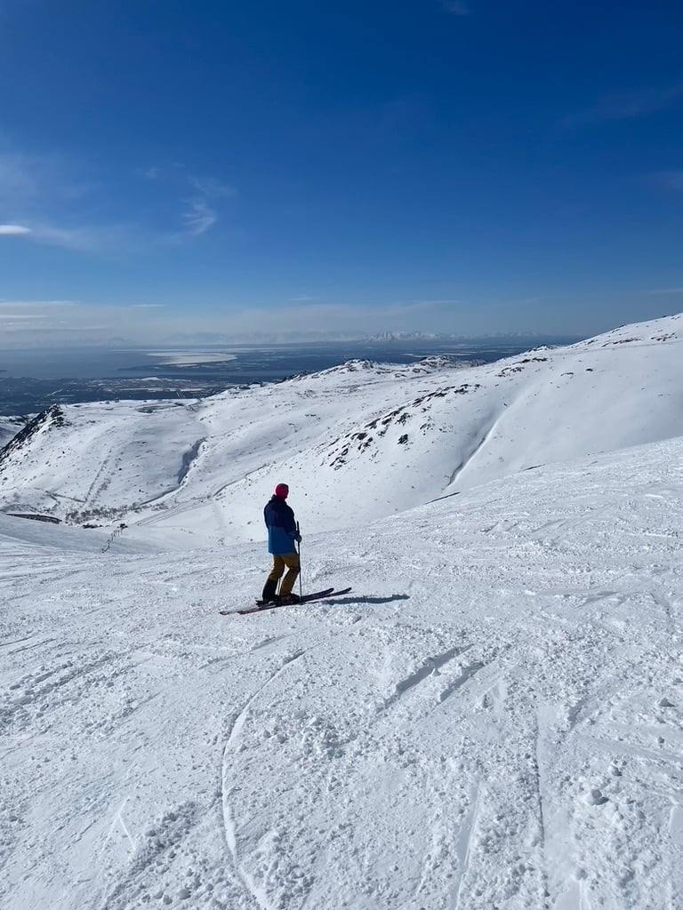 Image looking down scary Arctic Valley last weekend