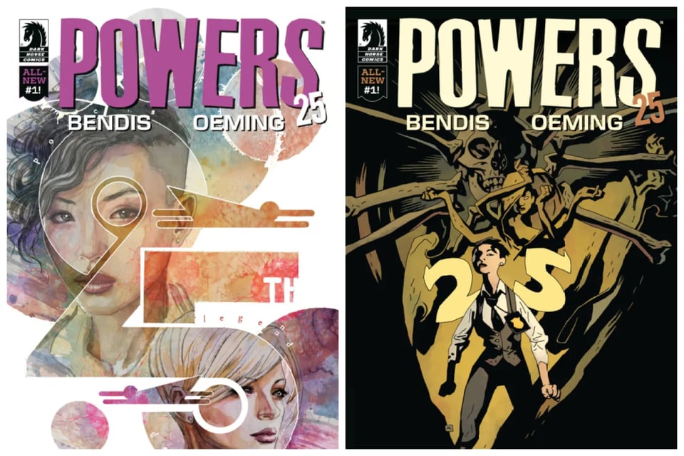POWERS 25 #1 covers by Oeming and Mack from Dark Horse Comics