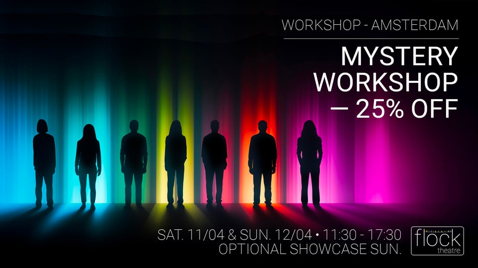 7 silhouettes on a rainbow colored background