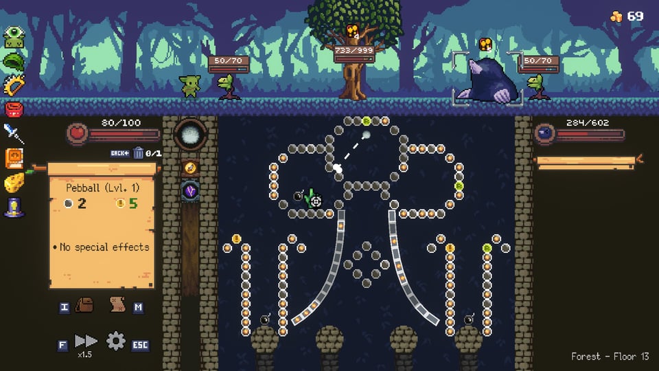 Screenshot from the videogame Peglin